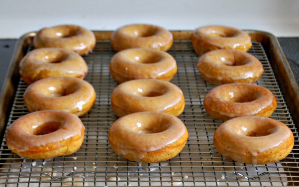Baked Pumpkin Donuts with Vanilla Glaze by The Redhead Baker