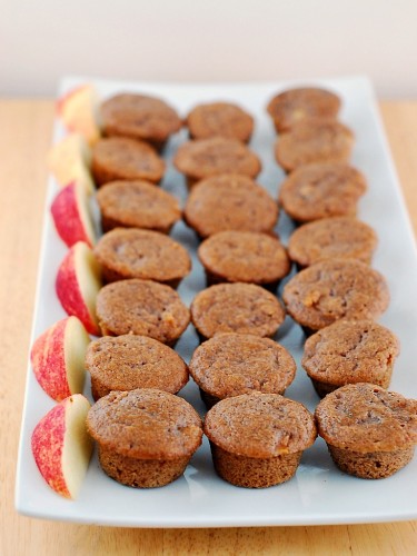 Whole Wheat Apple Spice Mini Muffins by @TheRedheadBaker