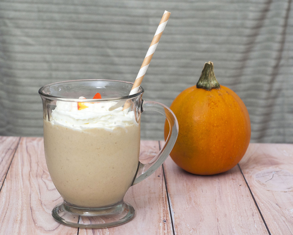 Who says pumpkin desserts are just for chilly weather? Blend pumpkin, spices, cream cheese and ice cream for a decadent pumpkin cheesecake milkshake! #PumpkinWeek