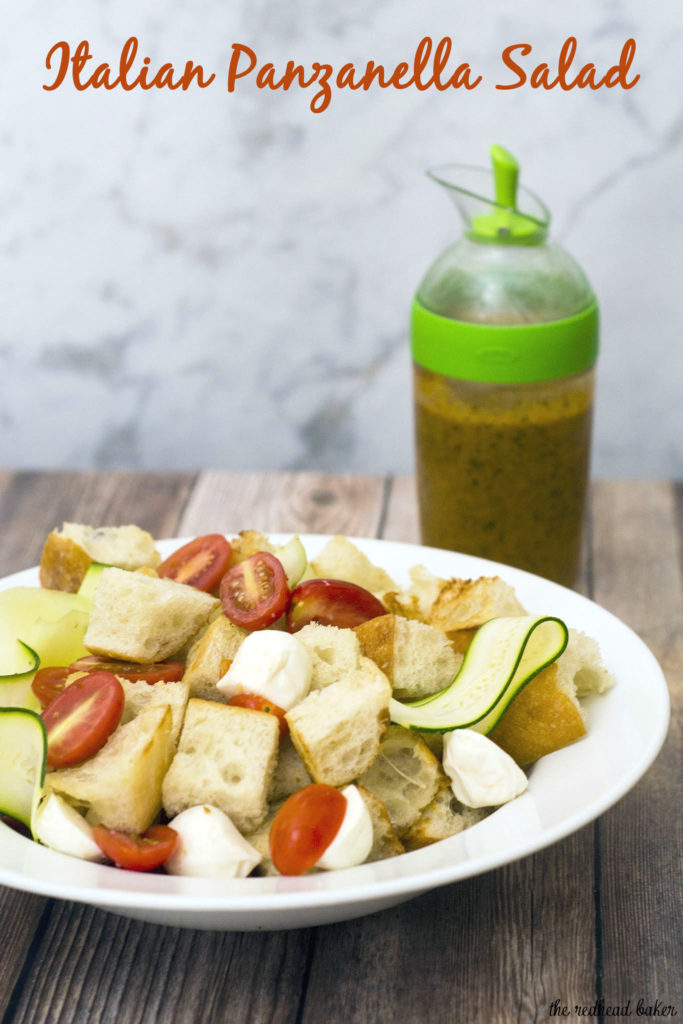 Bring your family together this summer over this Italian panzanella salad with Italian tomato vinaigrette. #SweeterTogether