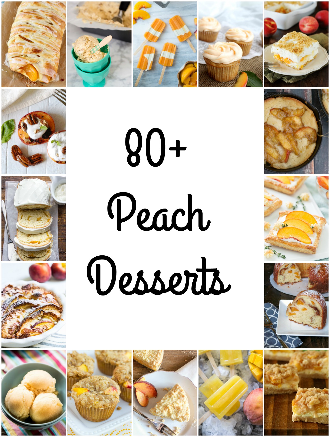 I've compiled over 80 peach dessert recipes featuring the fruit in cakes, cupcakes, cheesecakes, cookies, ice cream, pies and more for National Peach Month.