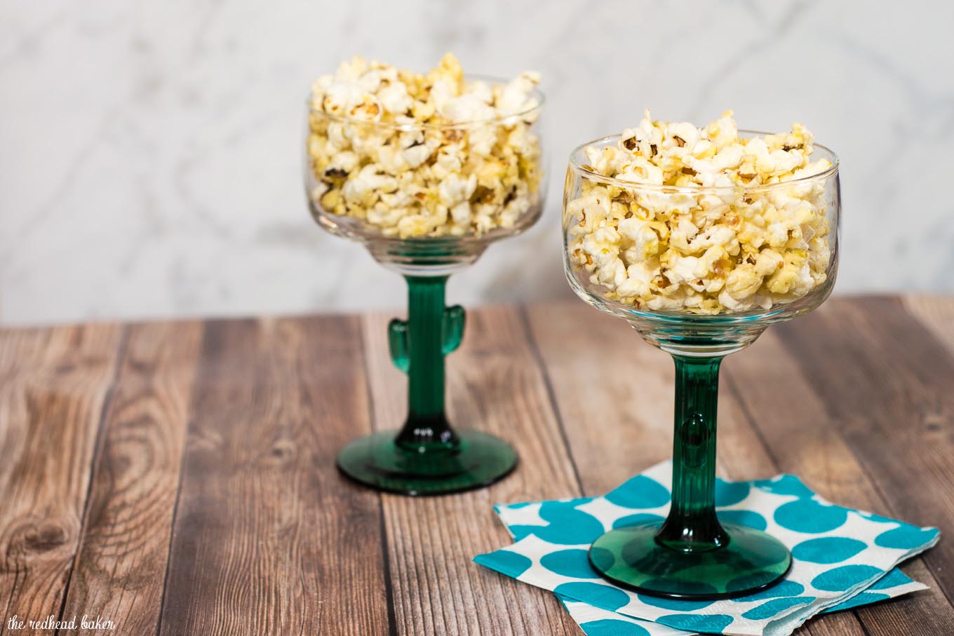 Indulge in an adult snack — margarita popcorn, coated in butter flavored with tequila and lime juice. It's so easy to make! #SundaySupper