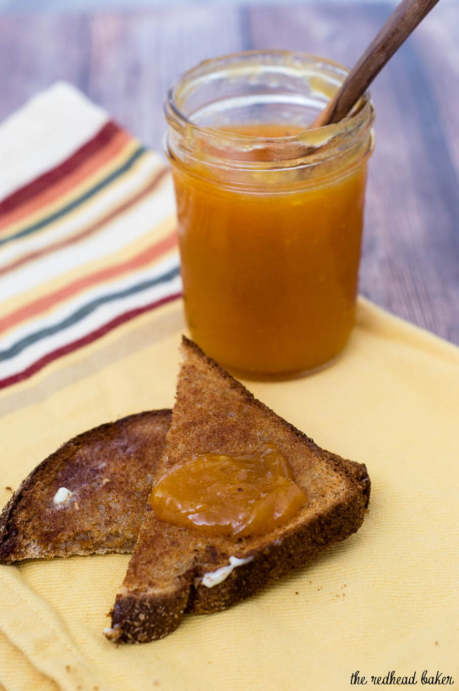 Peach butter is smoother and less sweet than peach preserves, resulting in a purer peach flavor. Canning peach butter preserves the flavor all year long. #SundaySupper