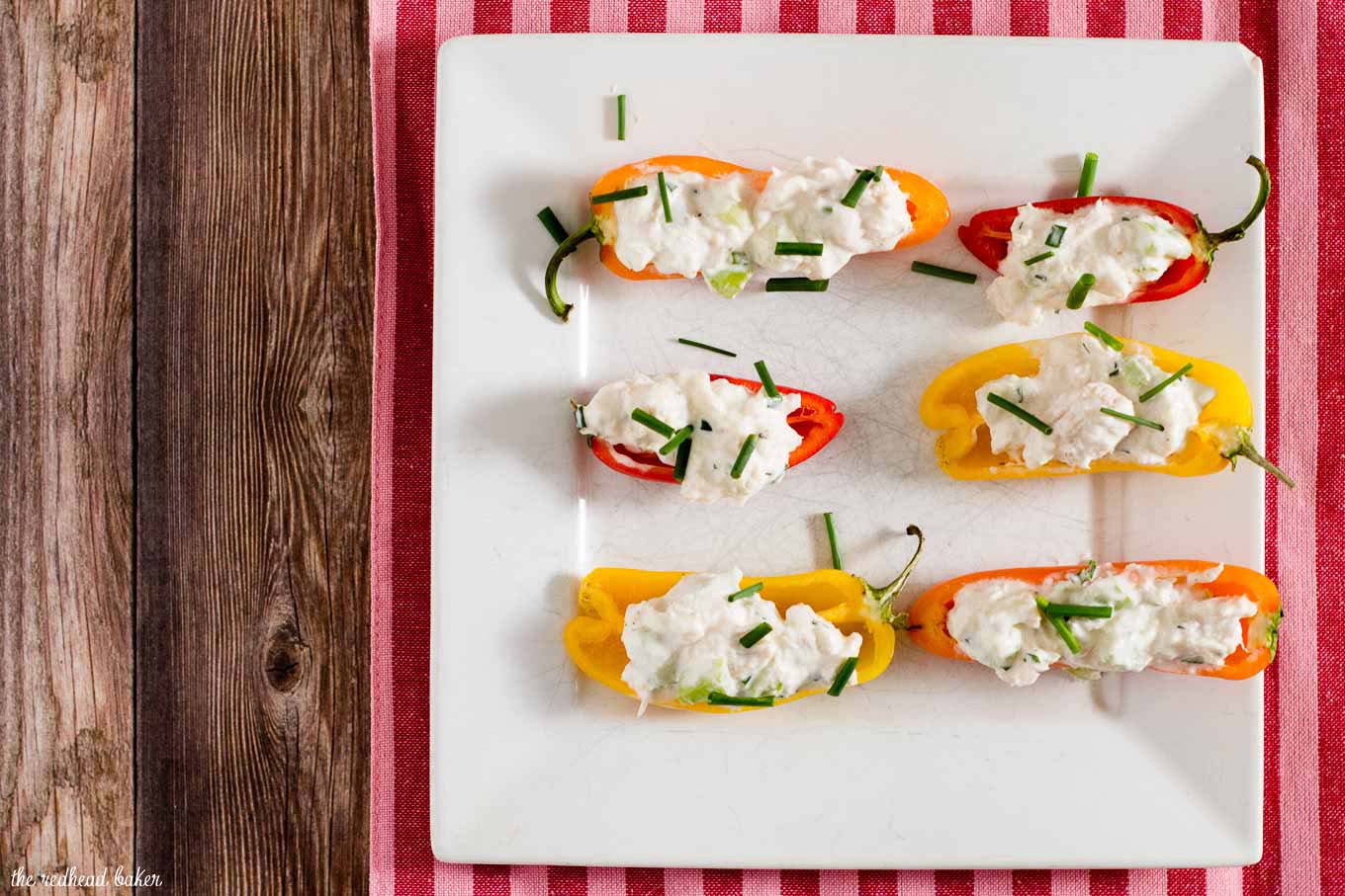 Need a last-minute Valentine's Day appetizer? Try these crab salad stuffed mini peppers! They have complex flavor and don't require any cooking!