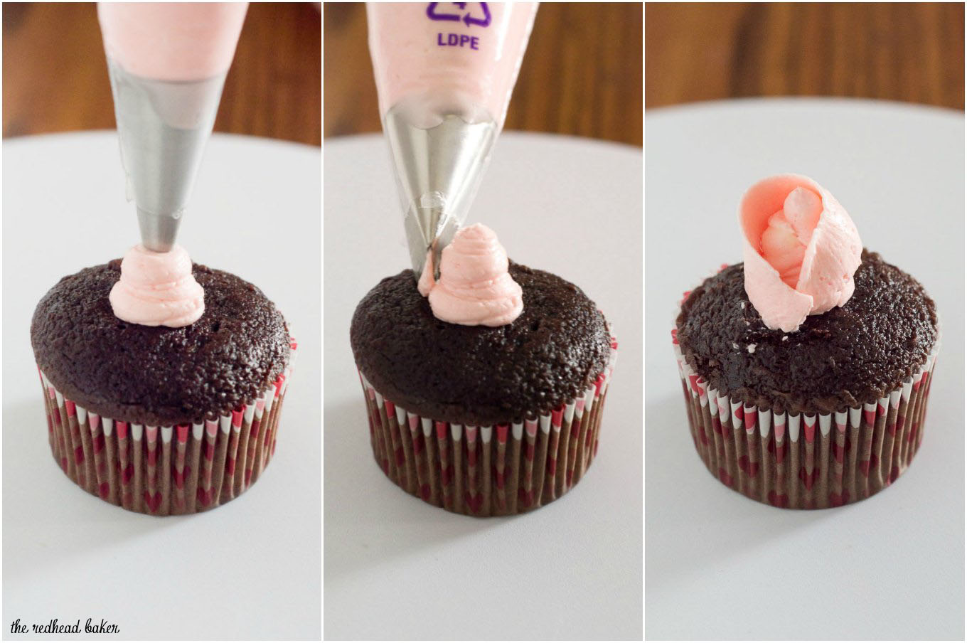 This tutorial shows you how to use frosting to turn your cupcakes into rose cupcakes using buttercream frosting and a few piping tools.