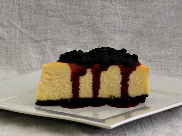 White Chocolate Cheesecake with Blueberry Sauce
