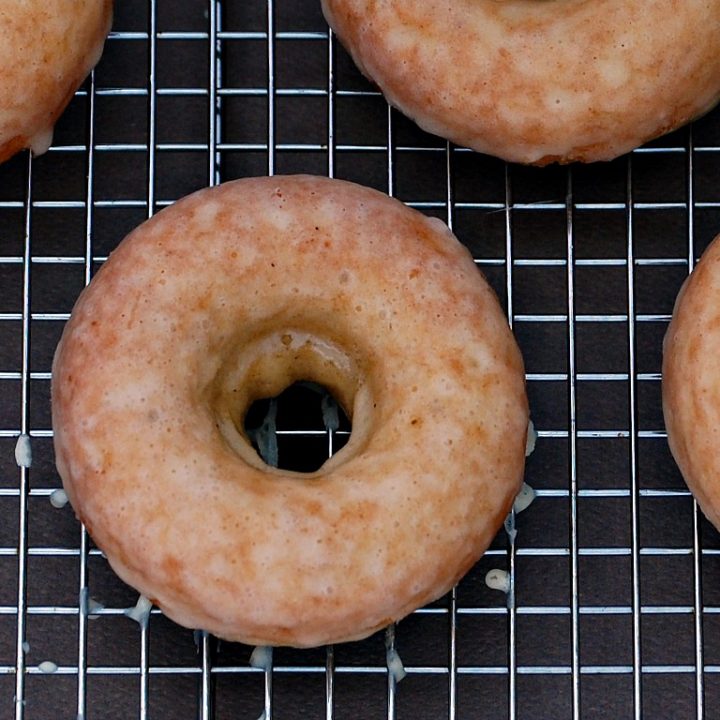 Baked Eggnog Donuts with Eggnog Glaze