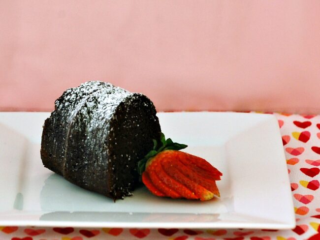 Lightened Chocolate Bundt Cake | www.theredheadbaker.com #lowfat