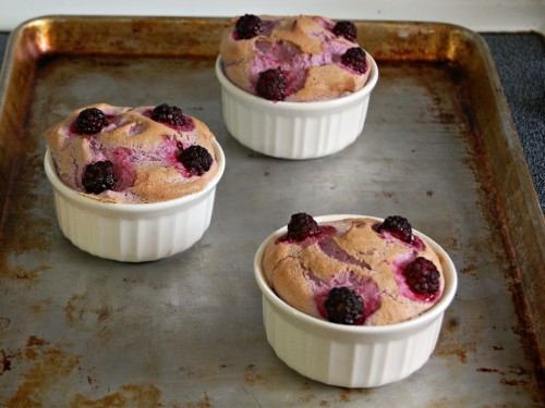 Flourless Blackberry Souffles