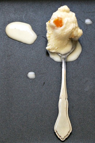 Goat Cheese Ice Cream with Roasted Peaches