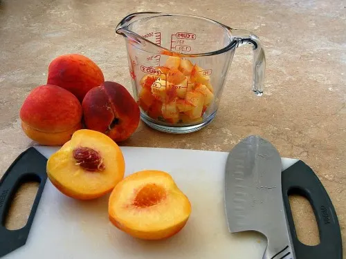 Goat Cheese Ice Cream with Roasted Peaches