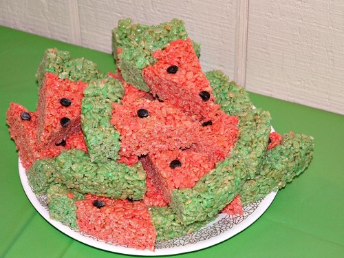 Very Hungry Caterpillar Watermelon Krispie Treats