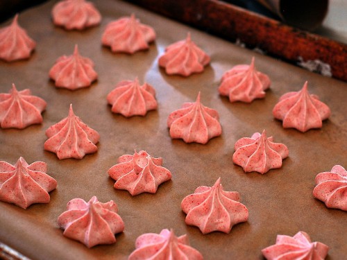 Chocolate-Dipped Strawberry Meringue Cookies by The Redhead Baker