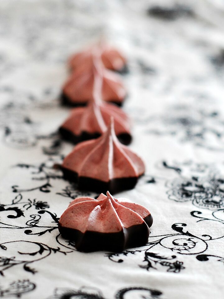 ChocolateDIpped Strawberry Meringue Cookies