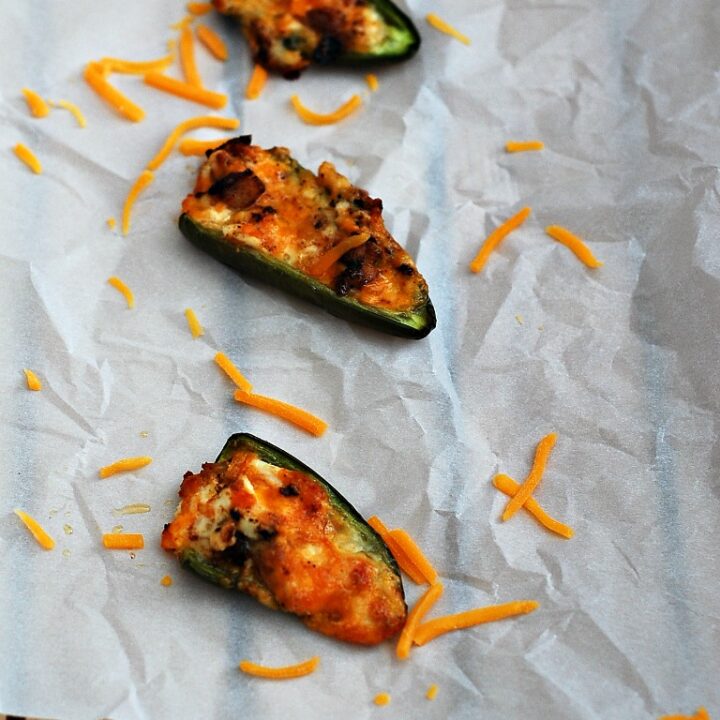 Chipotle Pork Belly-Stuffed Jalapeño Poppers by The Redhead Baker #SundaySupper