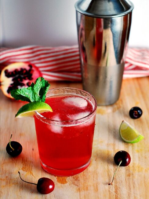 Cherry Pomegranate Mojito #cocktail by The Redhead Baker