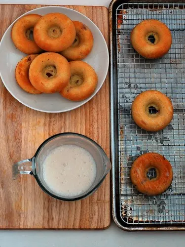 Fresh Peach Donuts #DairyFree #LowFat by @TheRedheadBaker