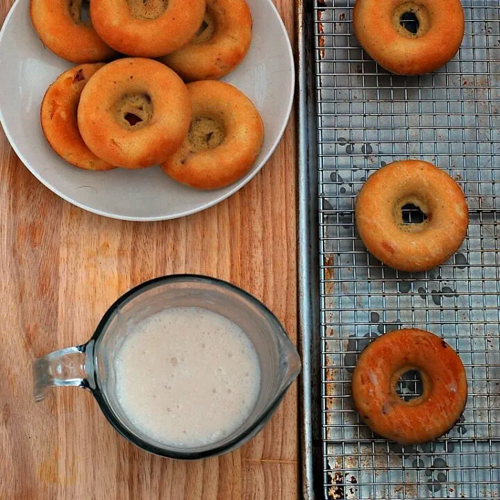 Fresh Peach Donuts #DairyFree #LowFat by @TheRedheadBaker
