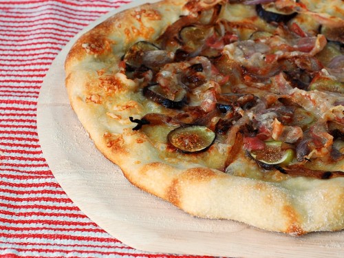 Fig, Pancetta, Fontina and Caramelized Red Onion Pizza by @TheRedheadBaker