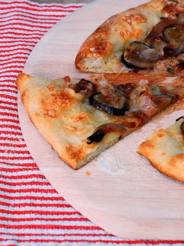 Fig, Pancetta, Fontina and Caramelized Red Onion Pizza by @TheRedheadBaker