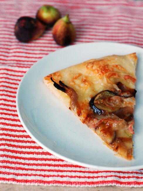 Fig, Pancetta, Fontina and Caramelized Red Onion Pizza by @TheRedheadBaker