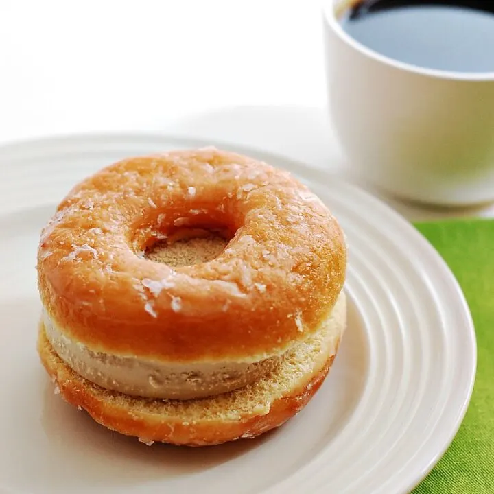 Donuts and Coffee Ice Cream Sandwiches by @TheRedheadBaker for #IceCreamWeek