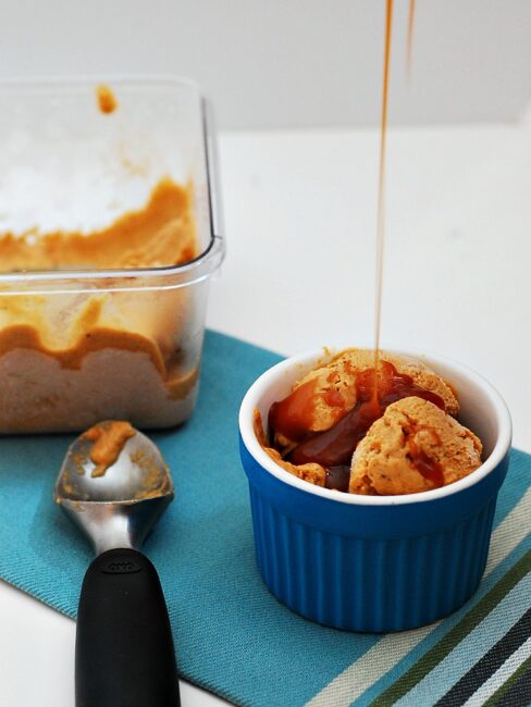 Pumpkin Gelato with Salted Caramel by @TheRedheadBaker for #IceCreamWeek