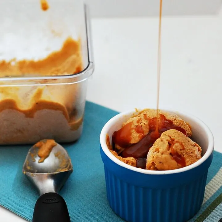 Pumpkin Gelato with Salted Caramel by @TheRedheadBaker for #IceCreamWeek