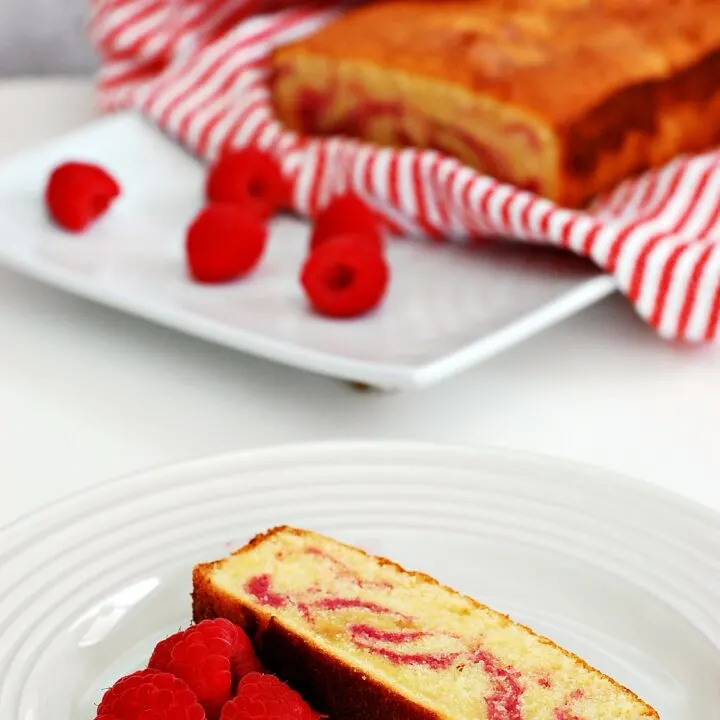 Raspberry Swirl Pound Cake for #Cookbooks&Calphalon