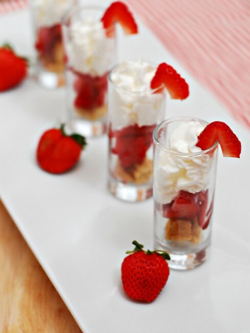 Strawberry Shortcake Dessert Shooters by @TheRedheadBaker #SundaySupper