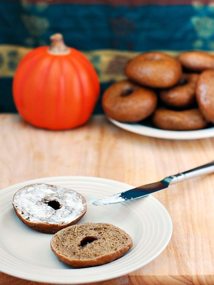 Pumpkin Bagels for SundaySupper by The Redhead Baker