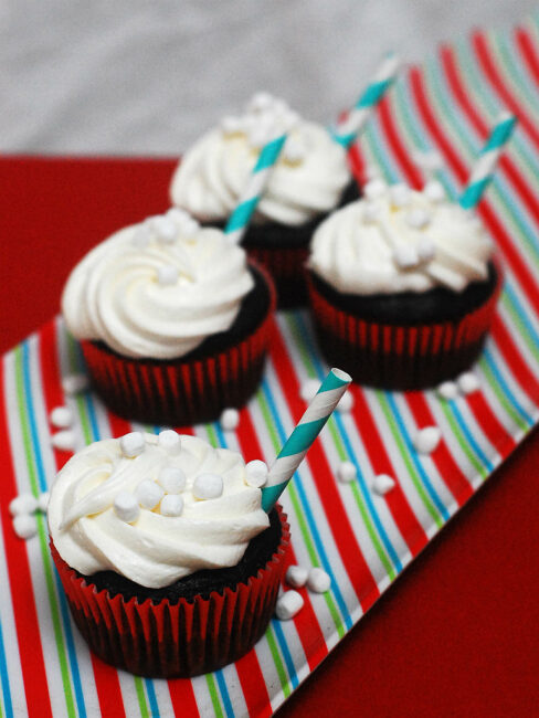 Hot Cocoa Cupcakes with Marshmallow Buttercream #CupcakeDay by @TheRedheadBaker