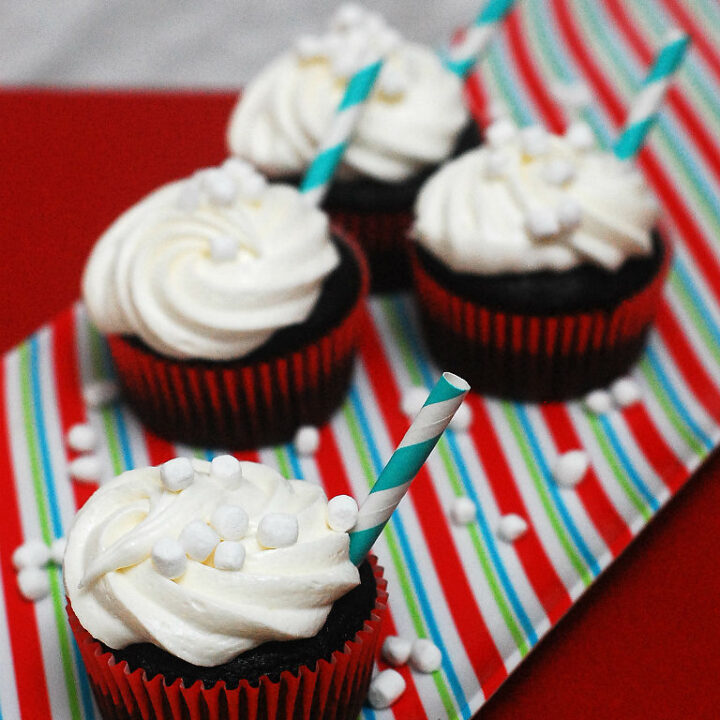 Hot Cocoa Cupcakes with Marshmallow Buttercream #CupcakeDay by @TheRedheadBaker