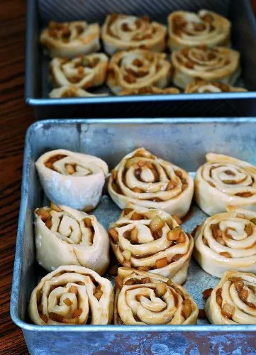 Caramel Apple Cinnamon Rolls | theredheadbaker.com