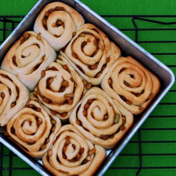 Caramel Apple Cinnamon Rolls | theredheadbaker.com