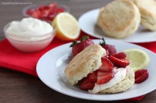 Strawberry Shortcake with Lemon Cream Sauce by Dessert Now, Dinner Later