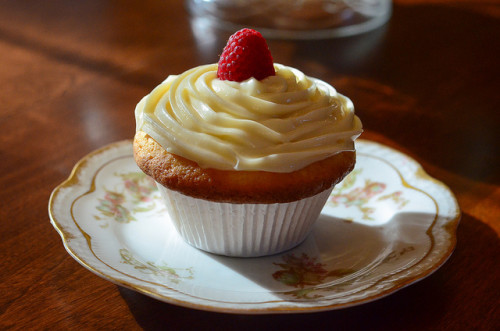 Lemon Raspberry Cupcakes with Lemon Curd Frosting by From Valerie's Kitchen