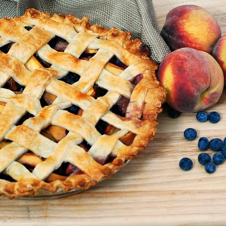 Peach Blueberry Pie | theredheadbaker.com