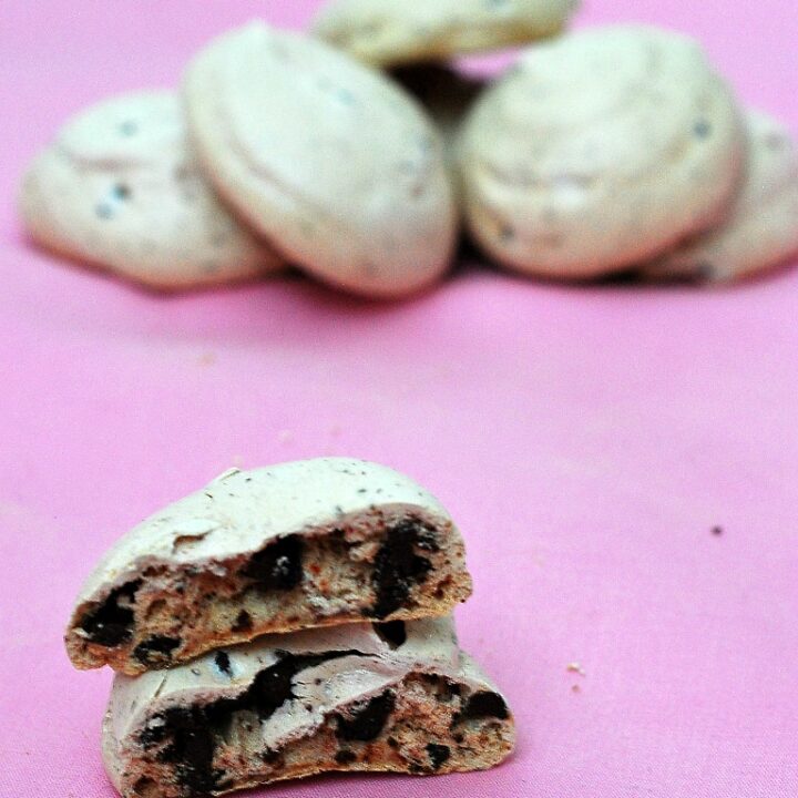 Cherry Chocolate Chip Meringue Cookies | theredheadbaker.com