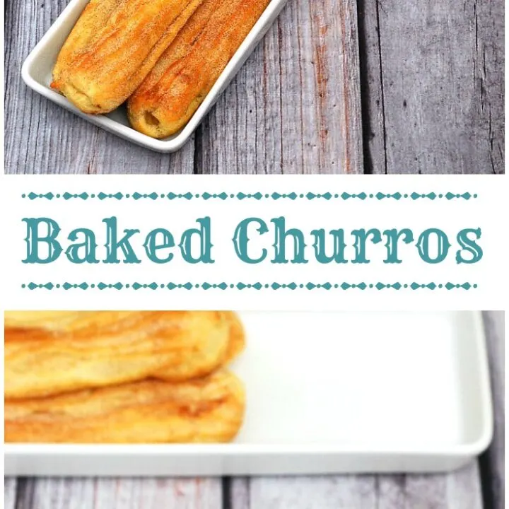 Snack on baked churros dipped in dulce de leche this Cinco de Mayo! | theredheadbaker.com