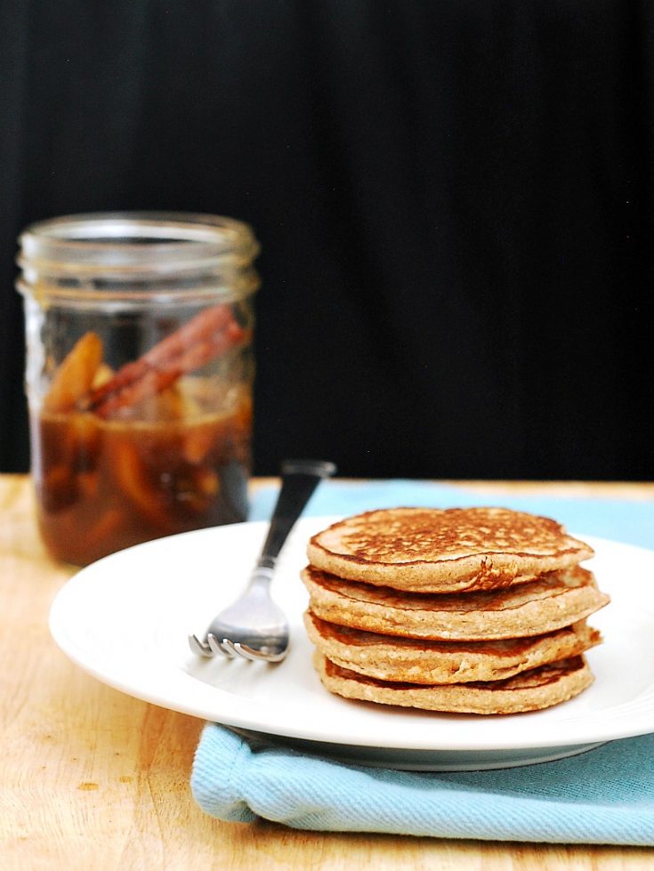 Cinnamon Oat Pancakes with Spiced Pear Syrup by The Redhead Baker