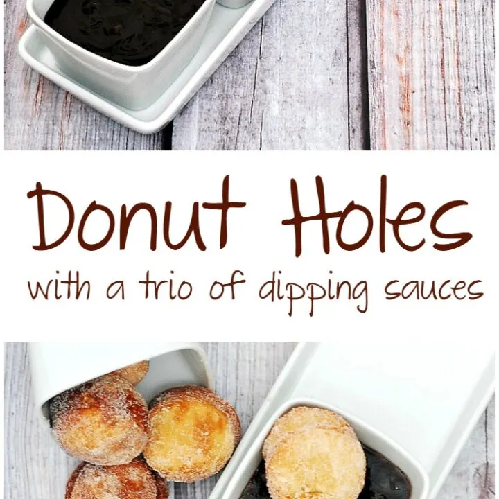 #BrunchWeek continues with sweet sugar-covered fried donut holes, served with three dipping sauces: caramel, chocolate, and blackberry. theredheadbaker.com