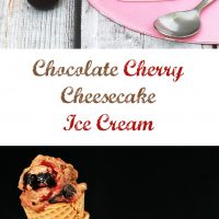 Chocolate Cheesecake Ice Cream with Roasted Cherries