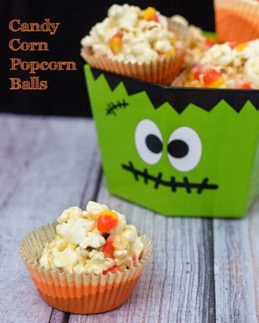 Need a last-minute, no-bake Halloween treat? Try these 5-ingredient candy corn popcorn balls! They're sweet and salty and perfect for all ages! TheRedheadBaker@gmail.com