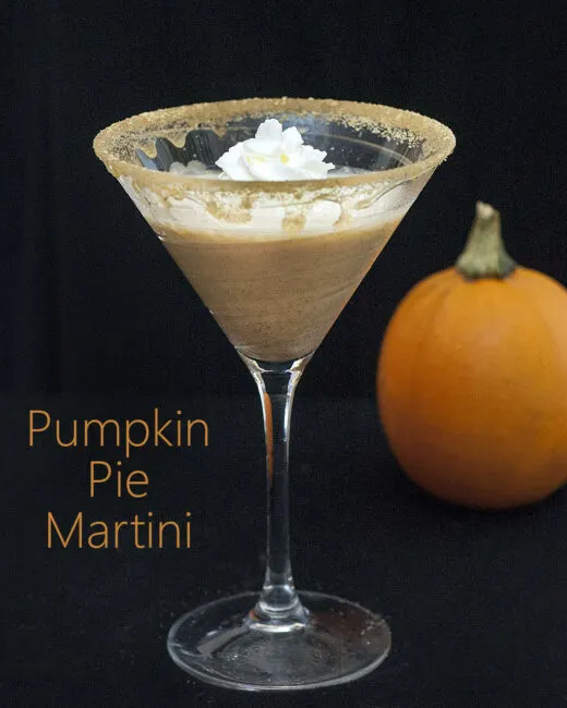 If you find pre-made pumpkin liqueur too cloying, you'll love this pumpkin pie martini made with real pumpkin and spices. #PumpkinWeek