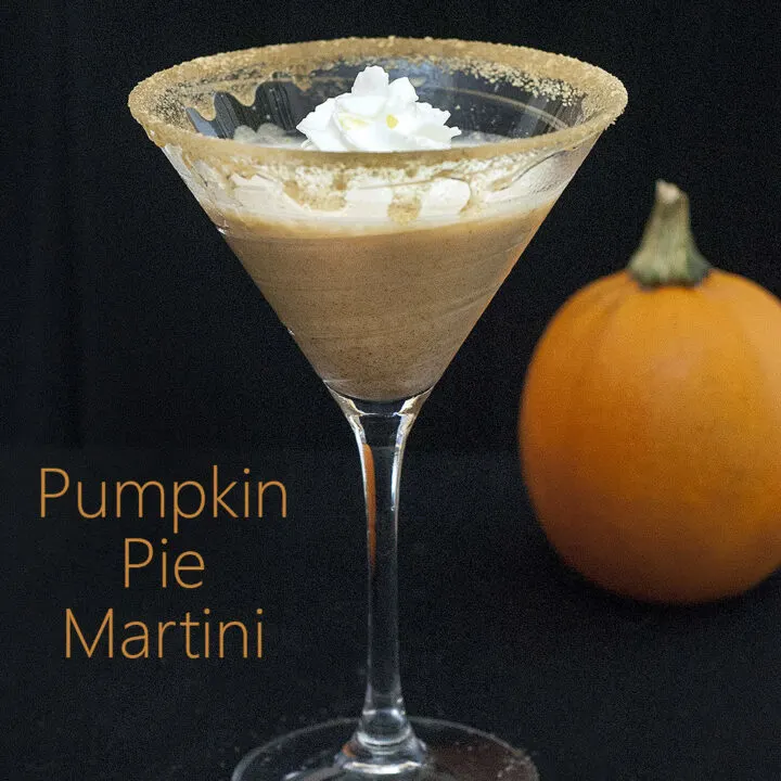 If you find pre-made pumpkin liqueur too cloying, you'll love this pumpkin pie martini made with real pumpkin and spices. #PumpkinWeek