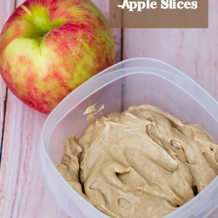 Apple slices with healthy snickerdoodle dip is the perfect snack for your work or school lunch bag. Pack them in leak-proof Rubbermaid containers with Easy-Find Lids for worry-free transportation! #CLBlogger TheRedheadBaker.com