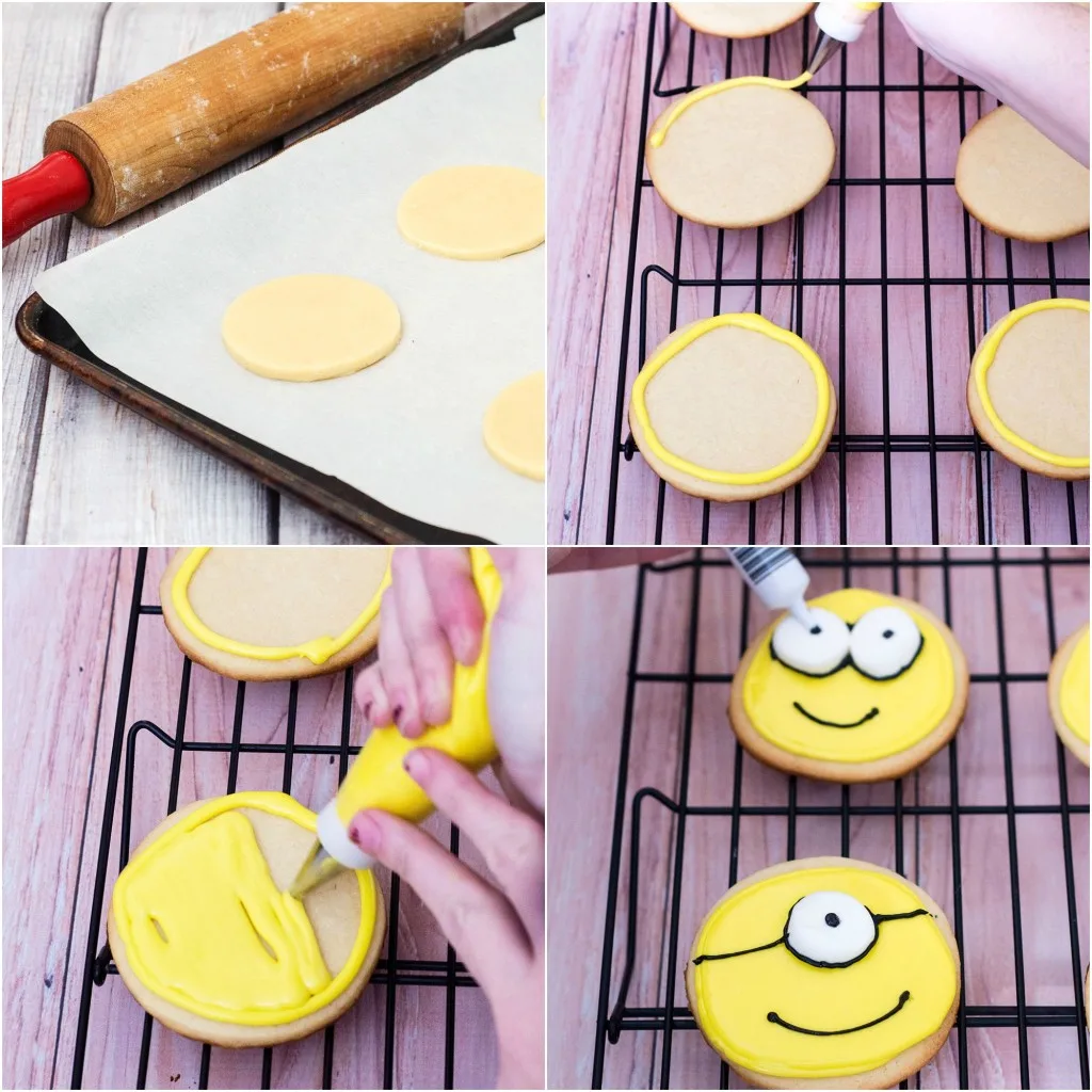 With these no-spread sugar cookies, you can serve delicious minion-inspired treats at your next family movie night! #MinionsMovieNight TheRedheadBaker.com