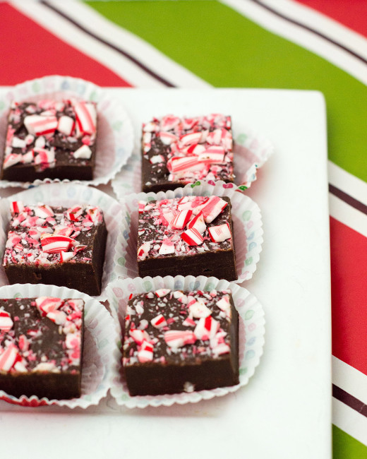 Easy, no-bake five-ingredient peppermint mocha fudge makes a delicious holiday party treat, or a sweet homemade gift. #ChristmasWeek TheRedheadBaker.com