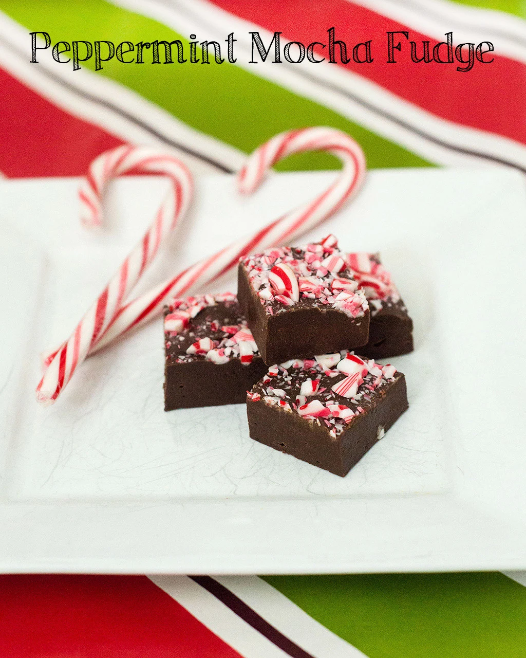 Easy, no-bake five-ingredient peppermint mocha fudge makes a delicious holiday party treat, or a sweet homemade gift. #ChristmasWeek TheRedheadBaker.com